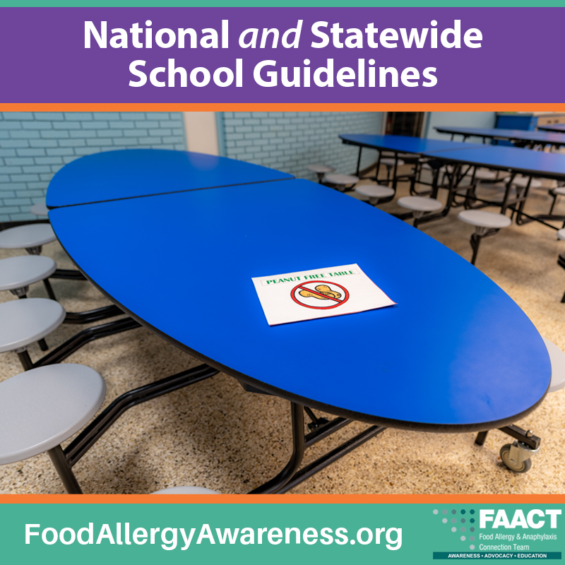 Peanut-free table in a school cafeteria